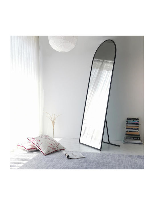 Aberto Design Arched Floor Mirror with Black Metal Frame 180x65cm