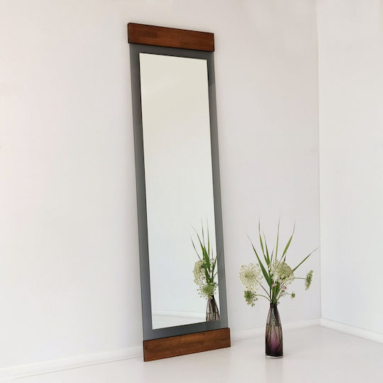 Aberto Design Огледало на пода с кафява металик рамка 170x50см