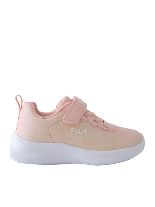 Kids Sneakers with Hoop & Loop Closure Strass Orange / White