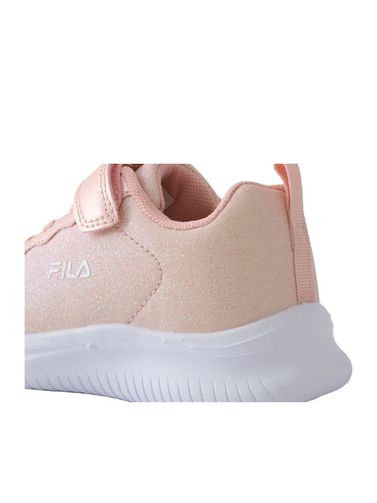 Kids Sneakers with Hoop & Loop Closure Strass Orange / White
