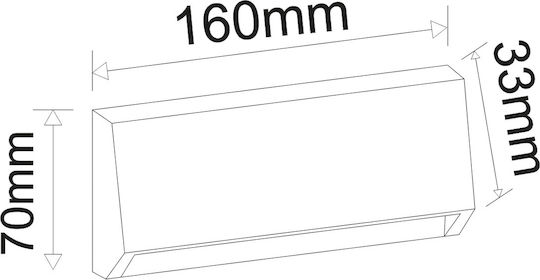 Adeleq Стенен Външен Плафон LED IP65 3W с Регулируемо бяло Светлина