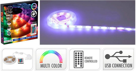 LED Strip USB 5V RGB Light 5m with Power Supply & Remote Control
