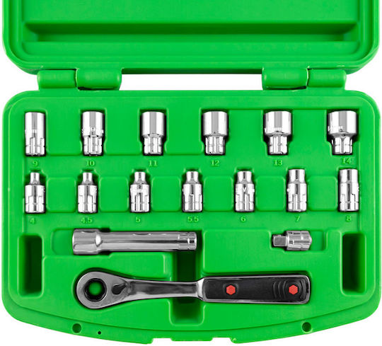 JBM Set de chei tubulare și clichet 1\4" 17buc