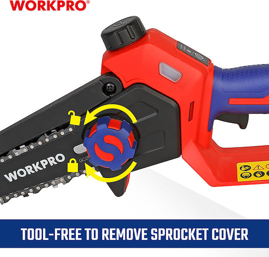 WorkPro Αλυσοπρίονο Μπαταρίας Brushless 20V με Λάμα 12.7cm