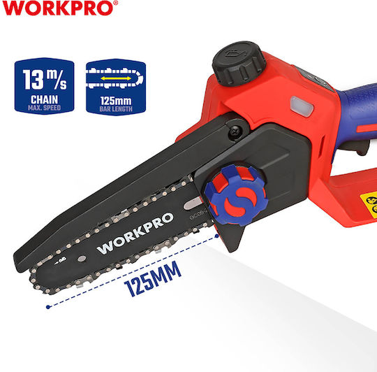 WorkPro Αλυσοπρίονο Μπαταρίας Brushless 20V με Λάμα 12.7cm