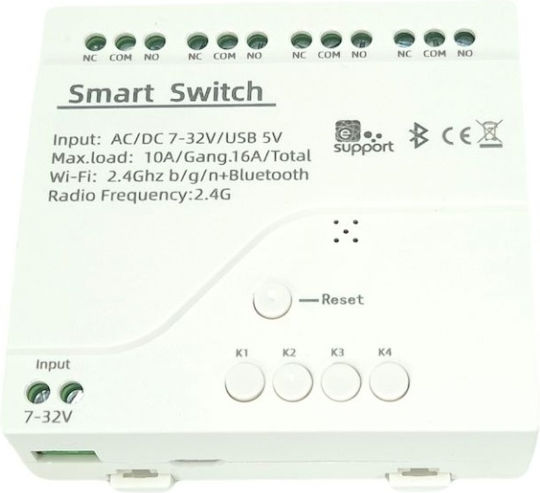 SmartWise Smart Switch Dimmer 4 Καναλιών Wi-Fi, Bluetooth & RF 10A (με Ουδέτερο)
