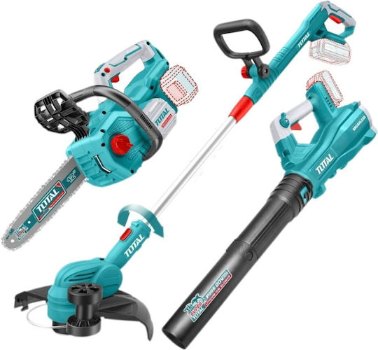 Total TOSLI241189E Set Chainsaw & Blower & Grass Cutter Brushless 20V with 2 Batteries 4Ah
