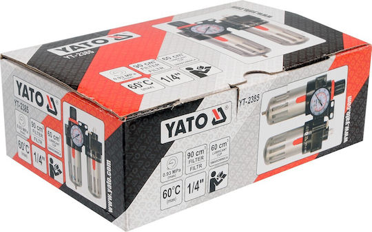 Yato YT-2385 Ρυθμιστής Αερίου με Μανόμετρο, Υδατοπαγίδα & Ελαιολιπαντήρα 1/4''