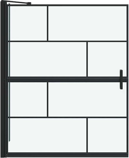 vidaXL Cabinet Cada De Baie Cu Ușă Pliabilă 100x68x129.5cm Sticlă Transparentă Neagră