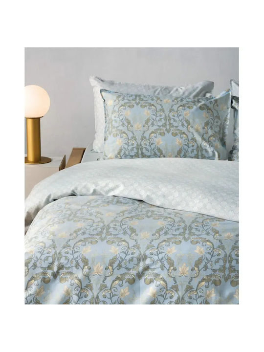 Kentia Duvet Cover Set Cotton Queen with 2 Pillowcases 220x240 Cressida Light Blue