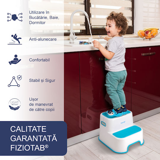 Fiziotab Scăunel Treaptă Dublă Pentru Toaletă Suprafață Antiderapantă Cu Numere Litere Multifuncțional Albastru Turcoaz
