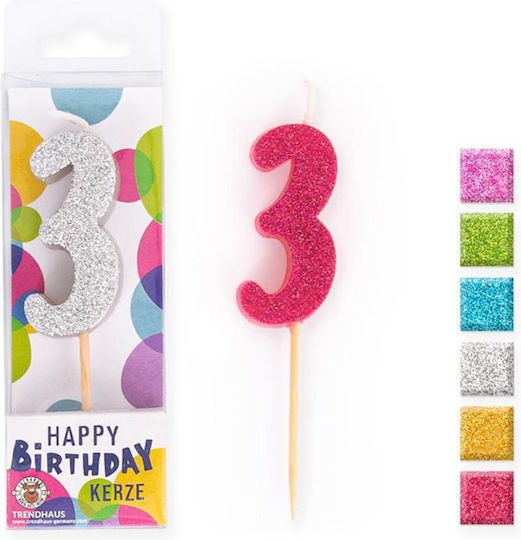 Κερί Trend Glitter Mini No 3 8,8cm 957672 Τυχαία Επιλογή Χρώματος