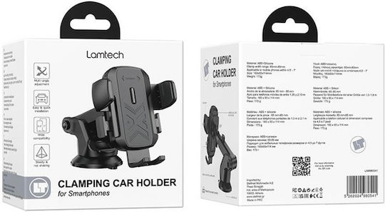 Lamtech Βάση Κινητού Αυτοκινήτου με Ρυθμιζόμενα Άγκιστρα Μαύρη