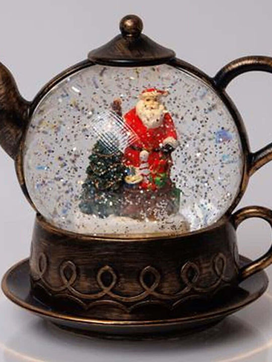 Teapot Water Inside Christmas Snowball Illuminated 19x15x19cm