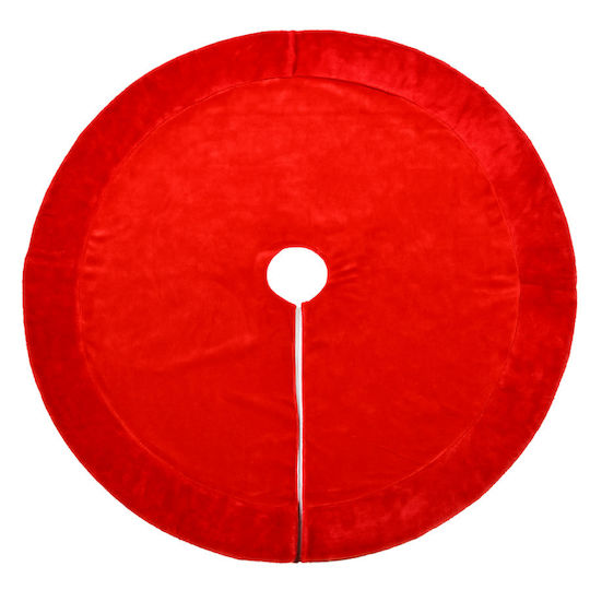 Weihnachtsbaumrock Stoff Rot mit Pelztextur Ψάθινη Φ80εκ.