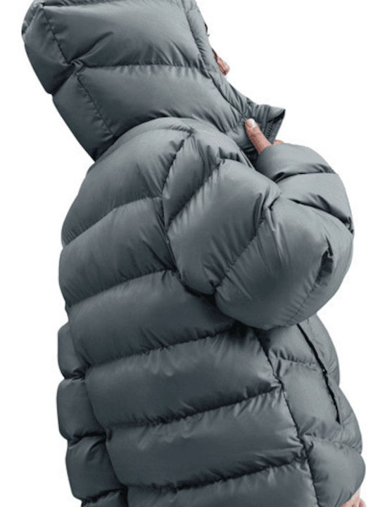 Kids Sports Coat Long Hooded Grey