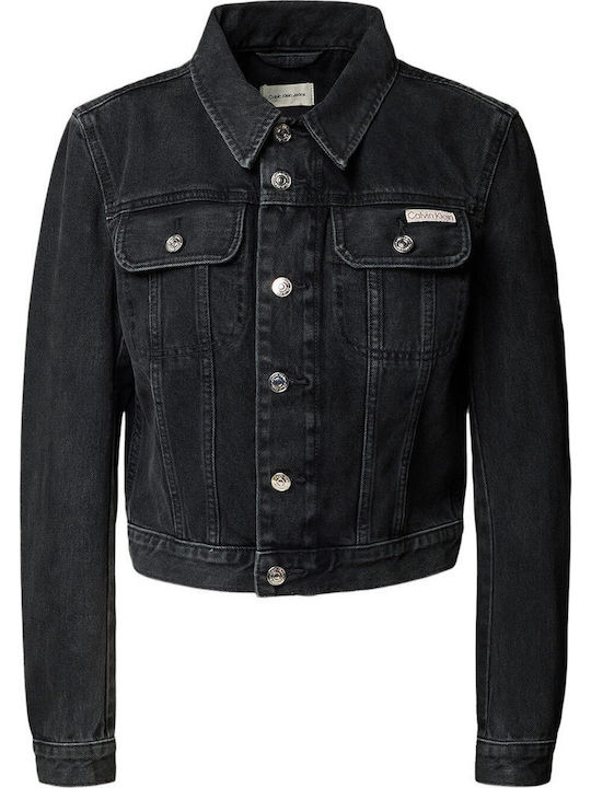 Zuschneiden Damen Jeansjacke Black