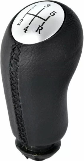 Shift Knob Gear Lever Renault Clio III Kangoo II Logan Sandero-5 Speeds 12345R Silver Black Leather