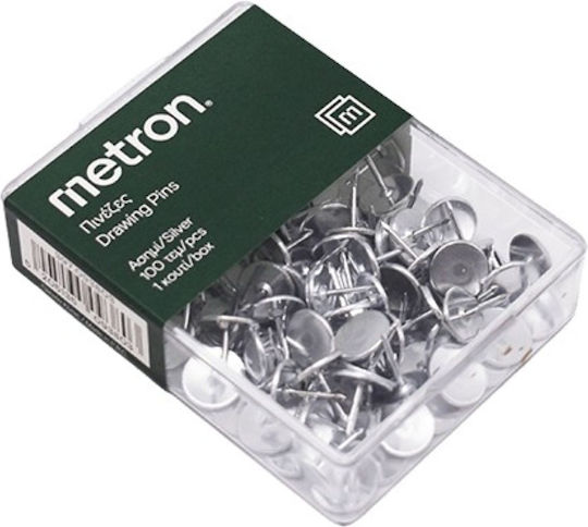Pins Metron Plastic Box Silver 100 Pieces