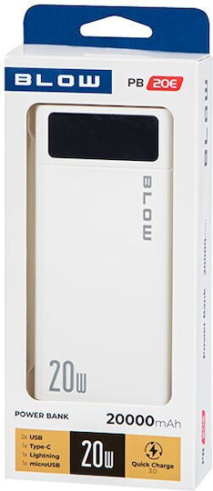 Blow PB20E Solar Power Bank 20000mAh 20W mit 2 USB-A Ausgangsanschlüsse und USB-C Ausgangsanschlüsse Weiß