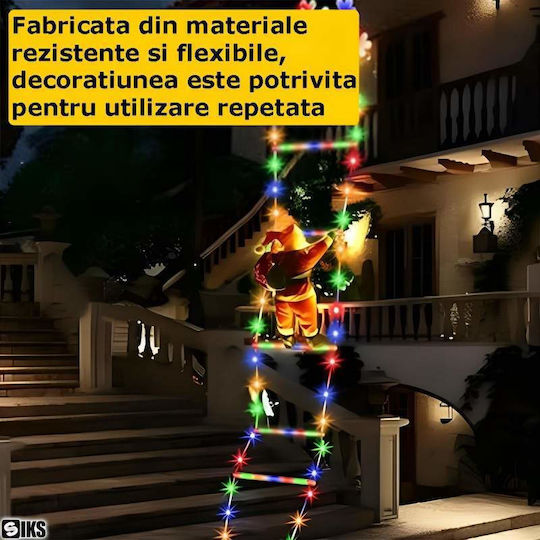 Luminat Decorativ Moș Crăciun Electrică pe Scară 165x25cm.
