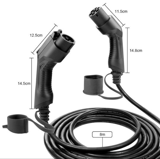 Electric Car Charging Cable 7.5kW 32A Type 1 to Type 2 Single Phase by Jbm 54054