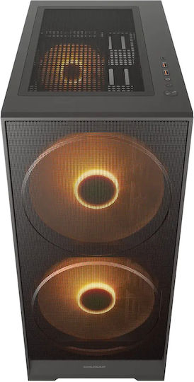 Cougar Airface 180 Gaming Midi Tower Κουτί Υπολογιστή με Πλαϊνό Παράθυρο και ARGB Φωτισμό Μαύρο