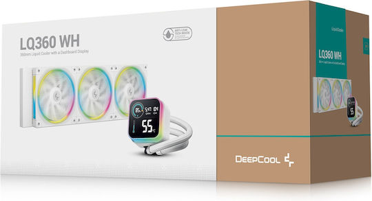 LQ360 WH Water Cooling AIO CPU With 3 Fans 120mm And RGB Lighting White
