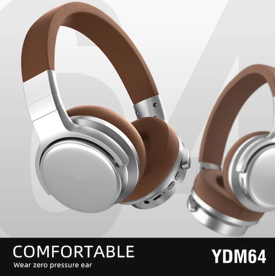YDM64 Ασύρματα Bluetooth On Ear Ακουστικά Καφέ