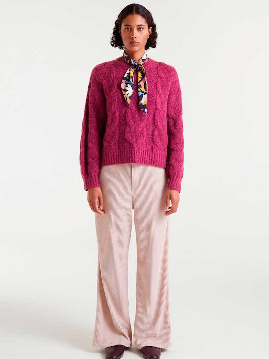 Women's Long Sleeve Sweater Fuchsia