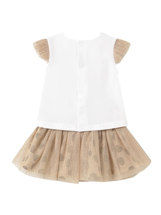 Set pentru copii cu fustă Vară 2buc Beige