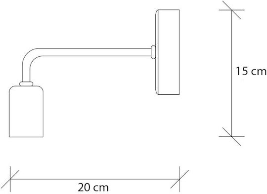 Megapap Φωτιστικό Τοίχου με Ντουί E27 Μαύρο 8x20x15εκ.