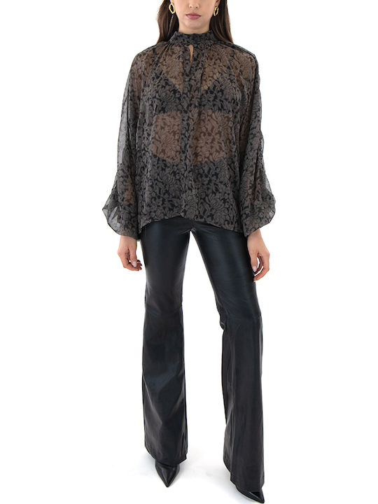 Damen Hoch tailliert Stoff Hose Schlag Black