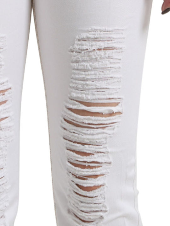 Damenjeans Push Up mit Rissen Weiß