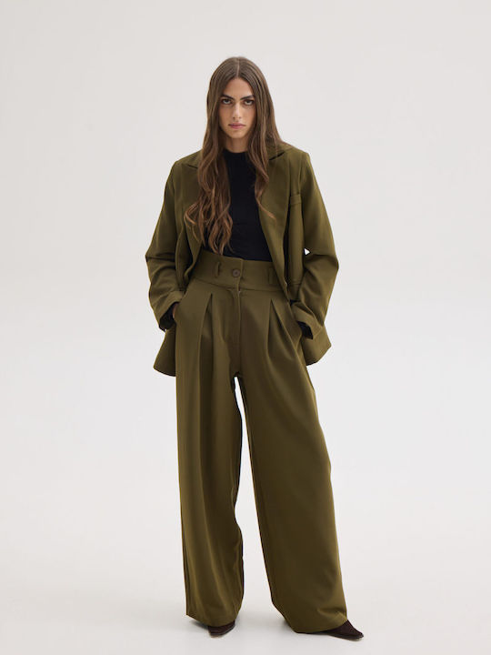 Damen Stoff Hose Grün