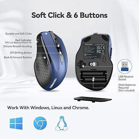 Tecknet M003 Mouse Wireless Violet