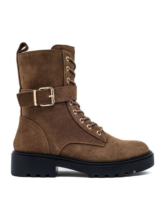 Leder Stiefeletten Damen Braun