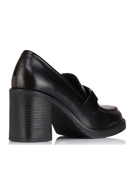 Synthetic Leather Black Heels