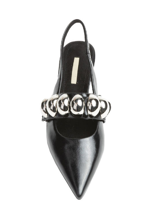Synthetic Leather Black Low Heels