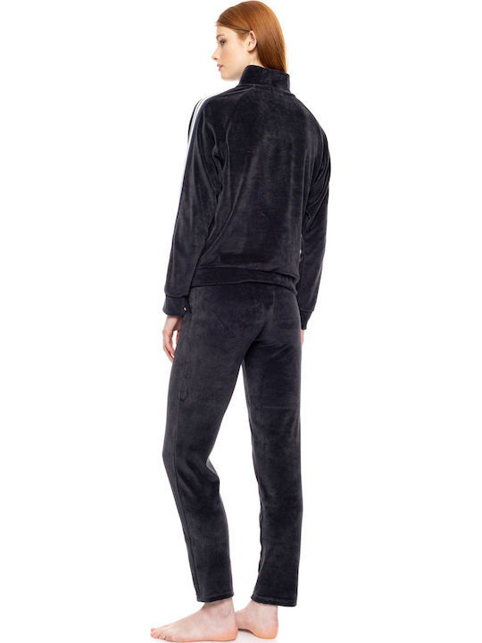 Damen Jogginghosen Samt Blau