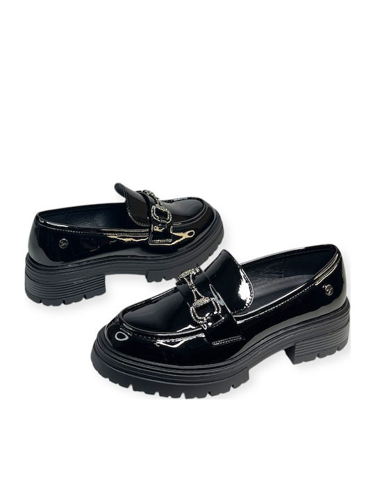 Patent Leather Women's Loafers in Black Color