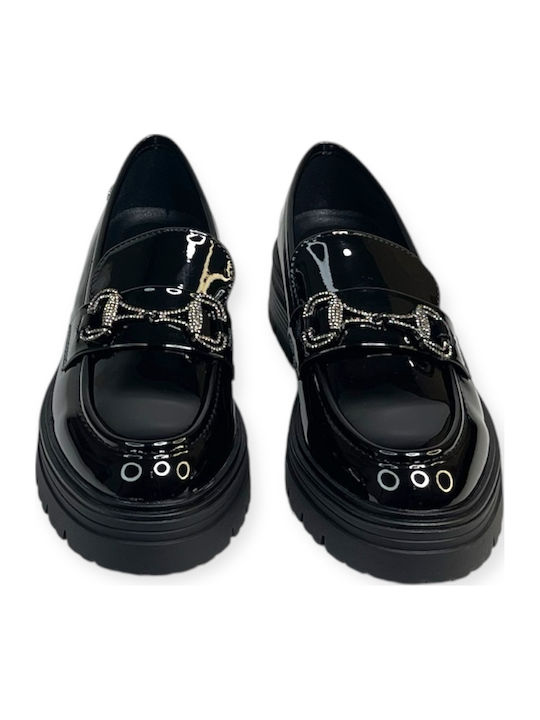Patent Leather Women's Loafers in Black Color