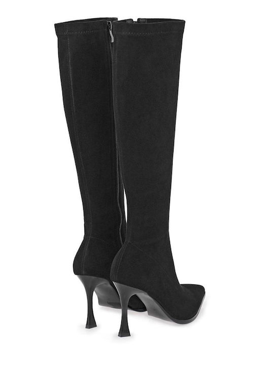 Suede High Heel Women's Boots Black