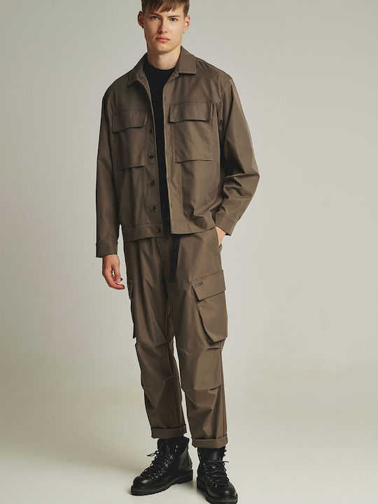 Дълъг Ръкав Overshirt В Стандартна Кройка Бежов
