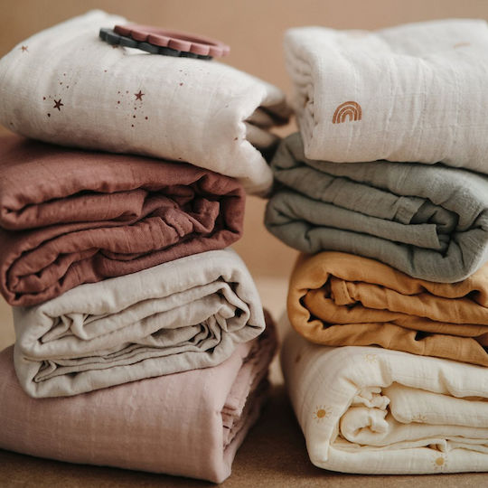 Mushie Muslin Swaddle Wrap Pink 120x120cm.