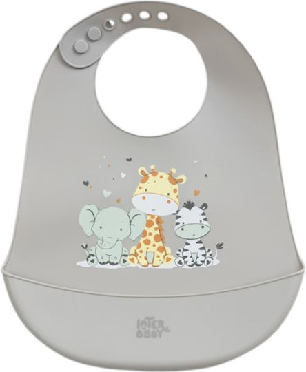 Interbaby Αδιάβροχη Σαλιάρα Σιλικόνης Grey για 6 m+