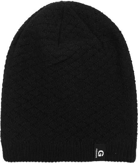 Beanie Unisex Σκούφος Πλεκτός σε Μαύρο χρώμα