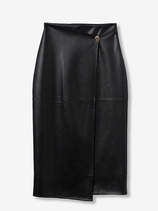 Leather Midi Skirt Black