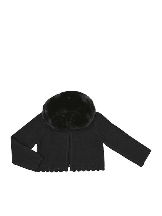 Kids Cardigan Cotton with Hood Black