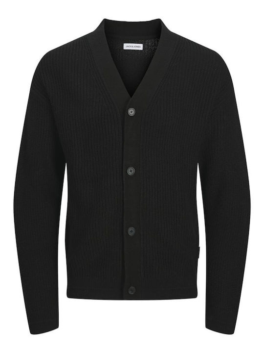 Herren Strickjacke mit Knöpfen Black